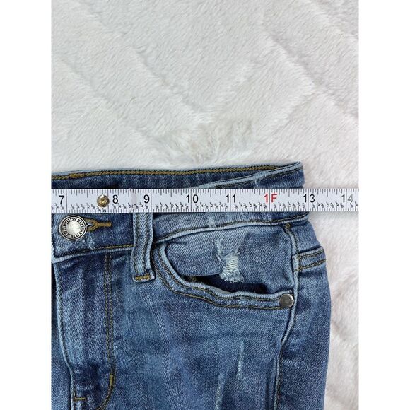 Judy Blue Jeans Women's Blue Skinny Fit Buffalo Plaid Patch Distressed - Sz 1/25 - Picture 3 of 9